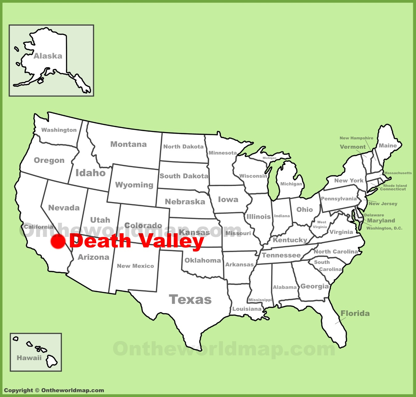 Death Valley Location On The U.s. Map - Ontheworldmap in Death Valley On Map Of Usa