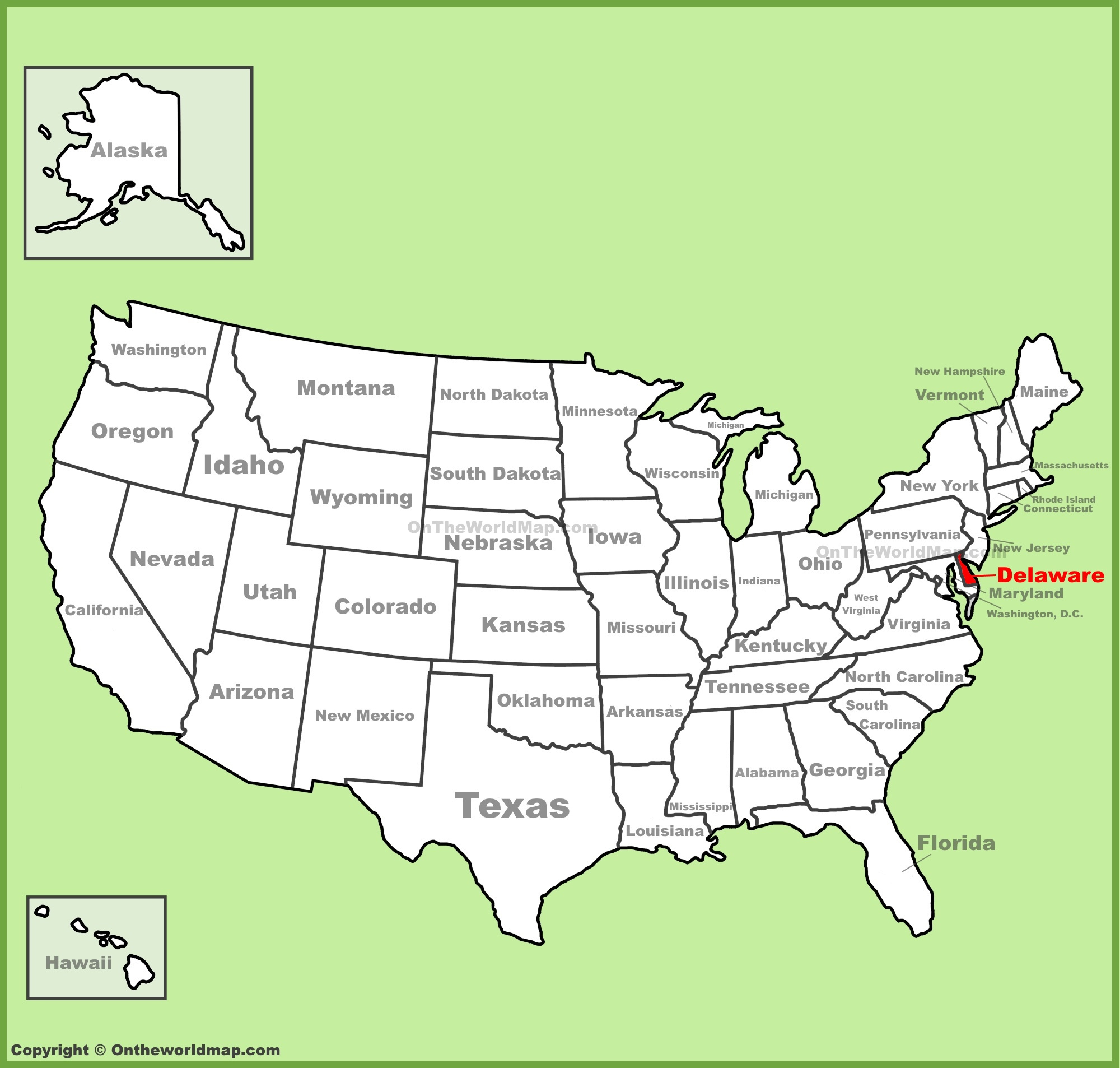 Delaware Location On The U.s. Map - Ontheworldmap intended for Delaware On A Map of USA