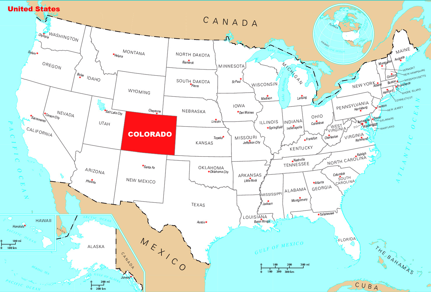 Detailed Location Map Of Colorado State. Colorado State Detailed inside Colorado In the Map of USA