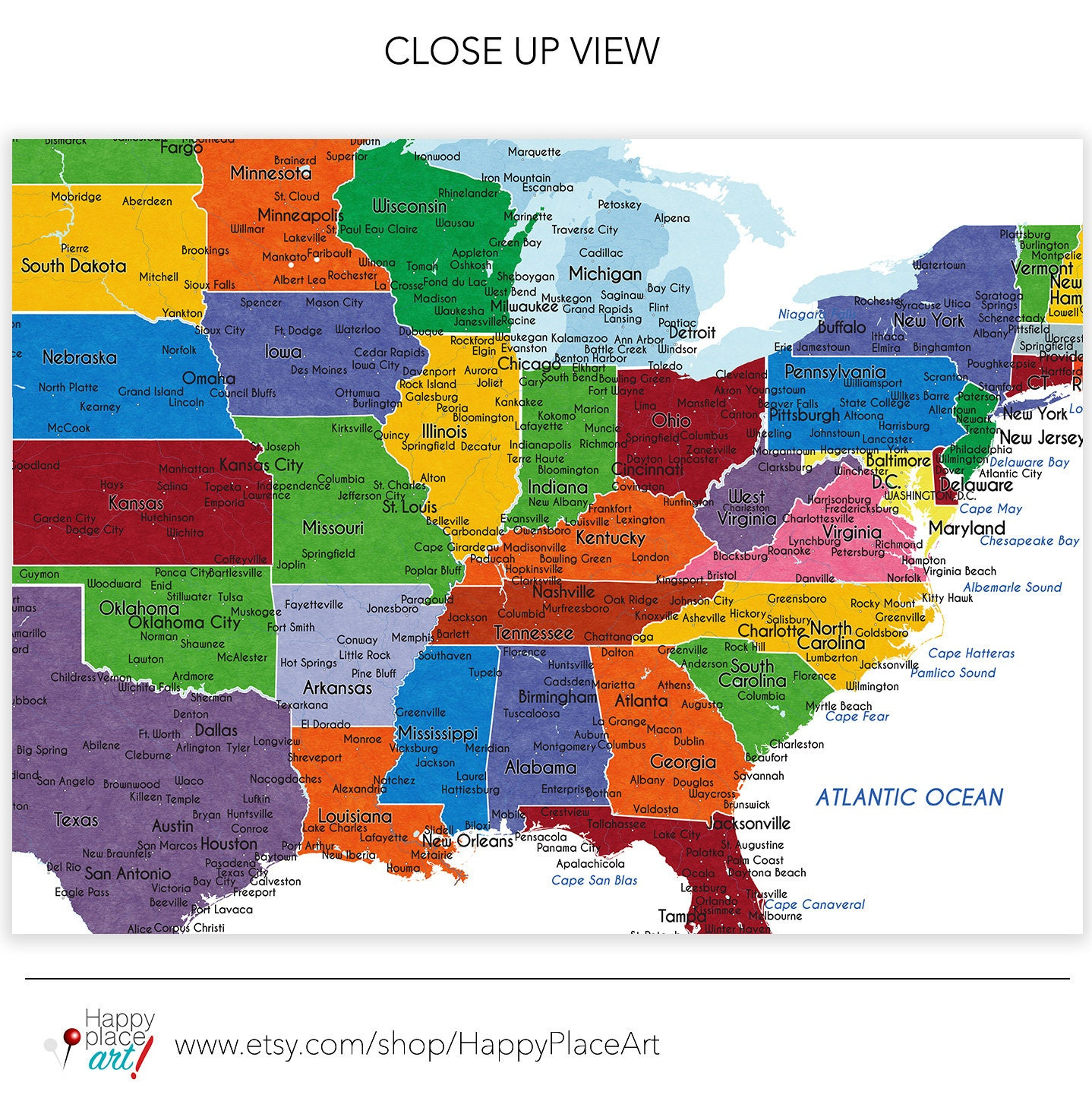 Detailed Usa Map With Cities, And States Labels. Us Map Print With for Map of the USA with Labels