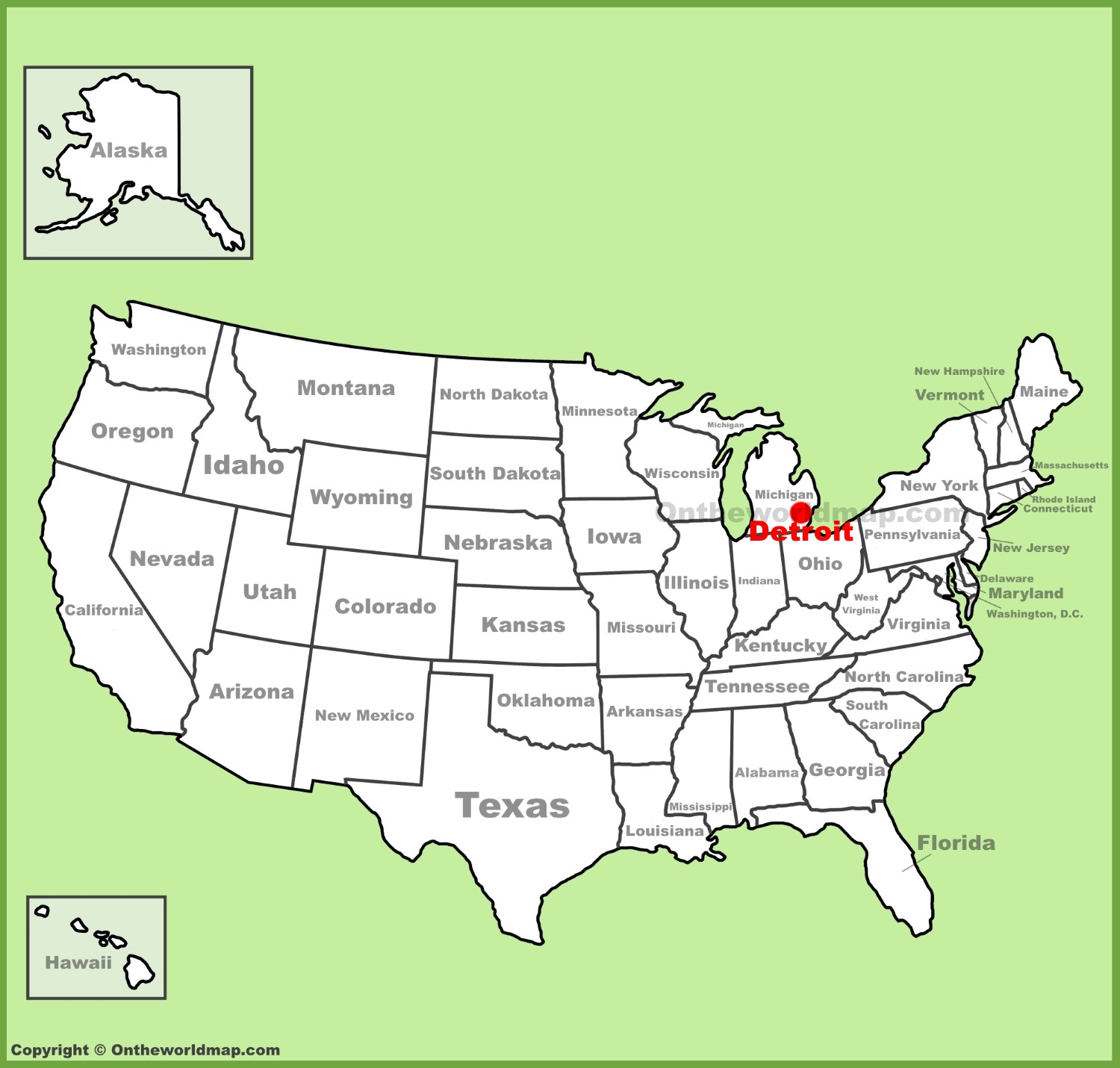 Detroit Location On The U.s. Map - Ontheworldmap throughout Where Is Detroit In The Map Of Usa
