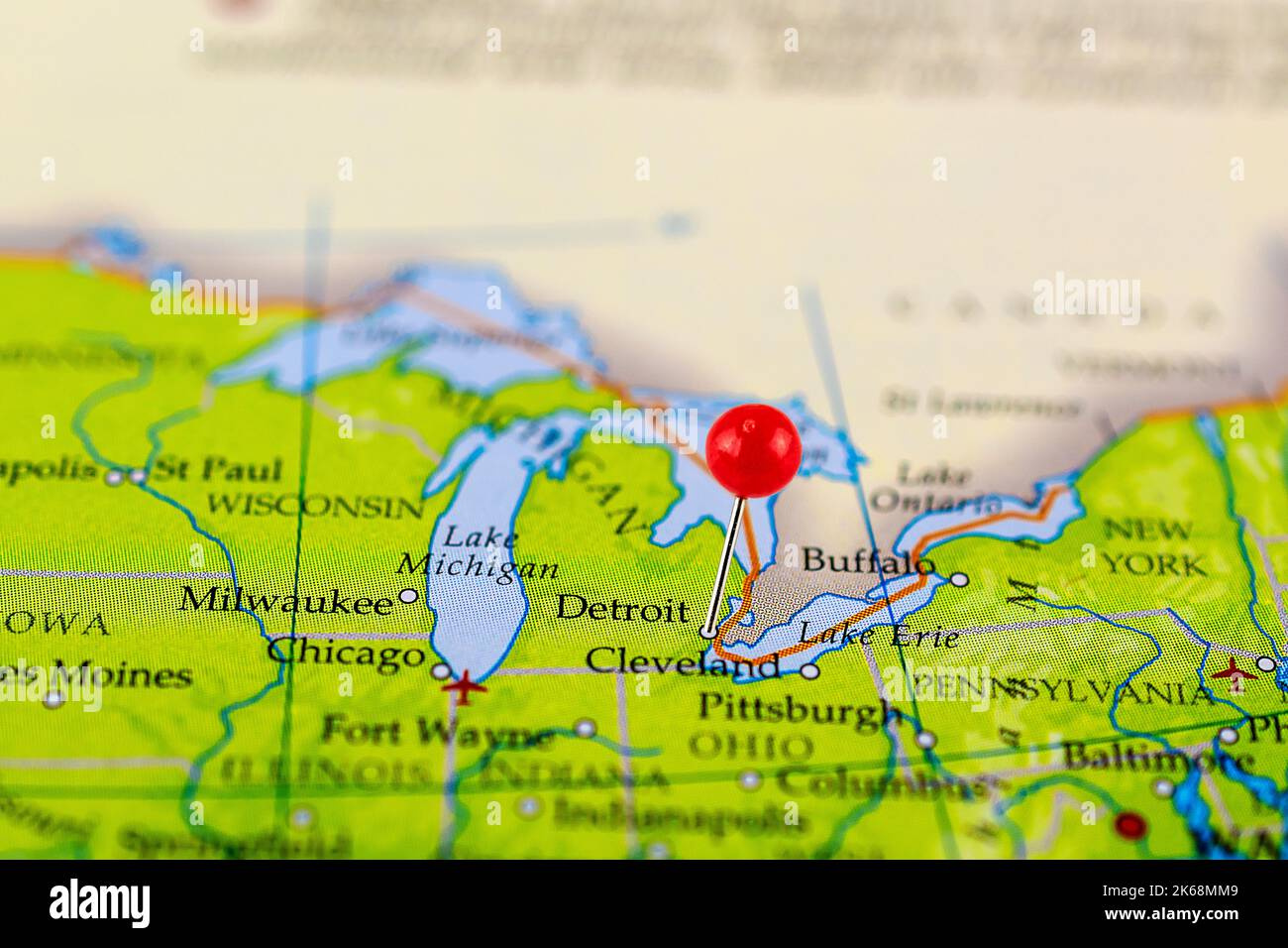 Detroit Map. Close Up Of Detroit Map With Red Pin. Map With Red throughout Where Is Detroit In the Map of USA