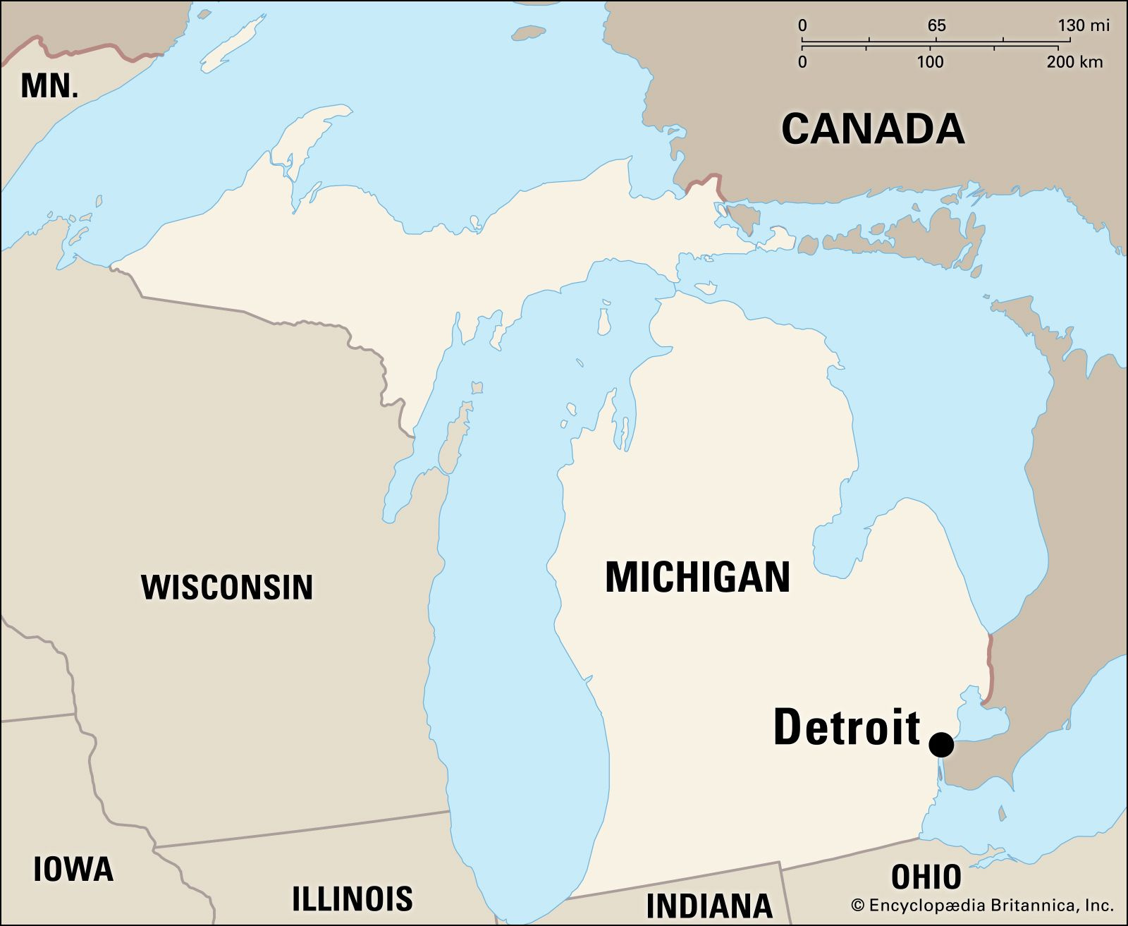 Detroit | Michigan&amp;#039;S Largest City &amp;amp; Us Automotive Hub | Britannica for Where Is Detroit In The Map Of Usa