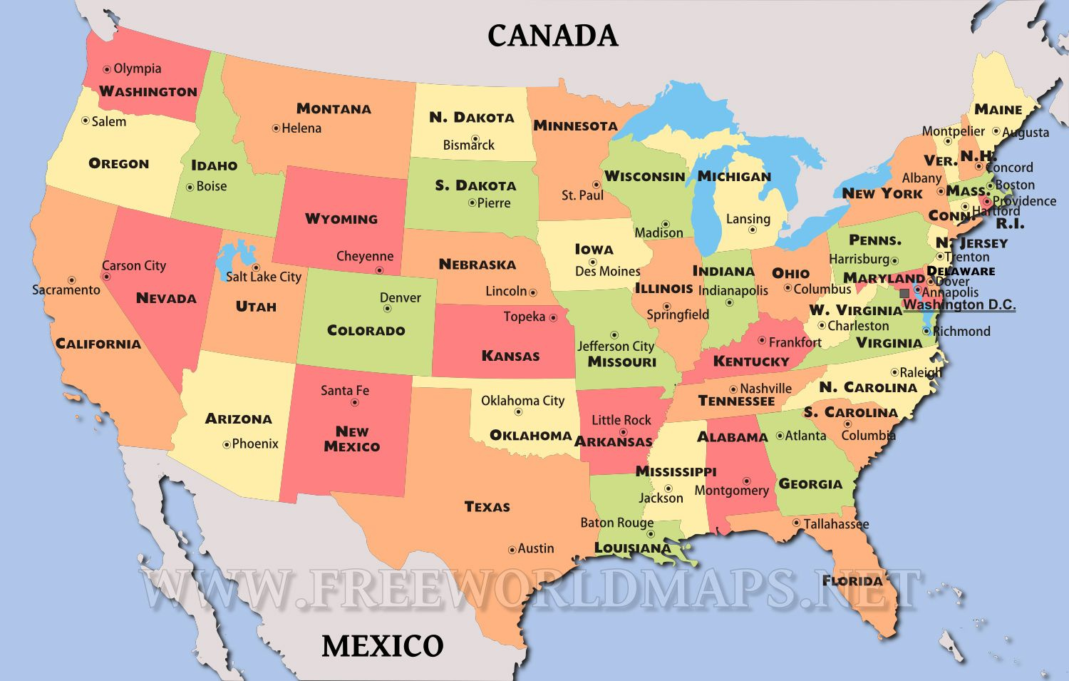 Die 15 Besten Ideen Zu Landkarte Usa In 2025 | Landkarte Usa pertaining to Political Map of USA with Capitals