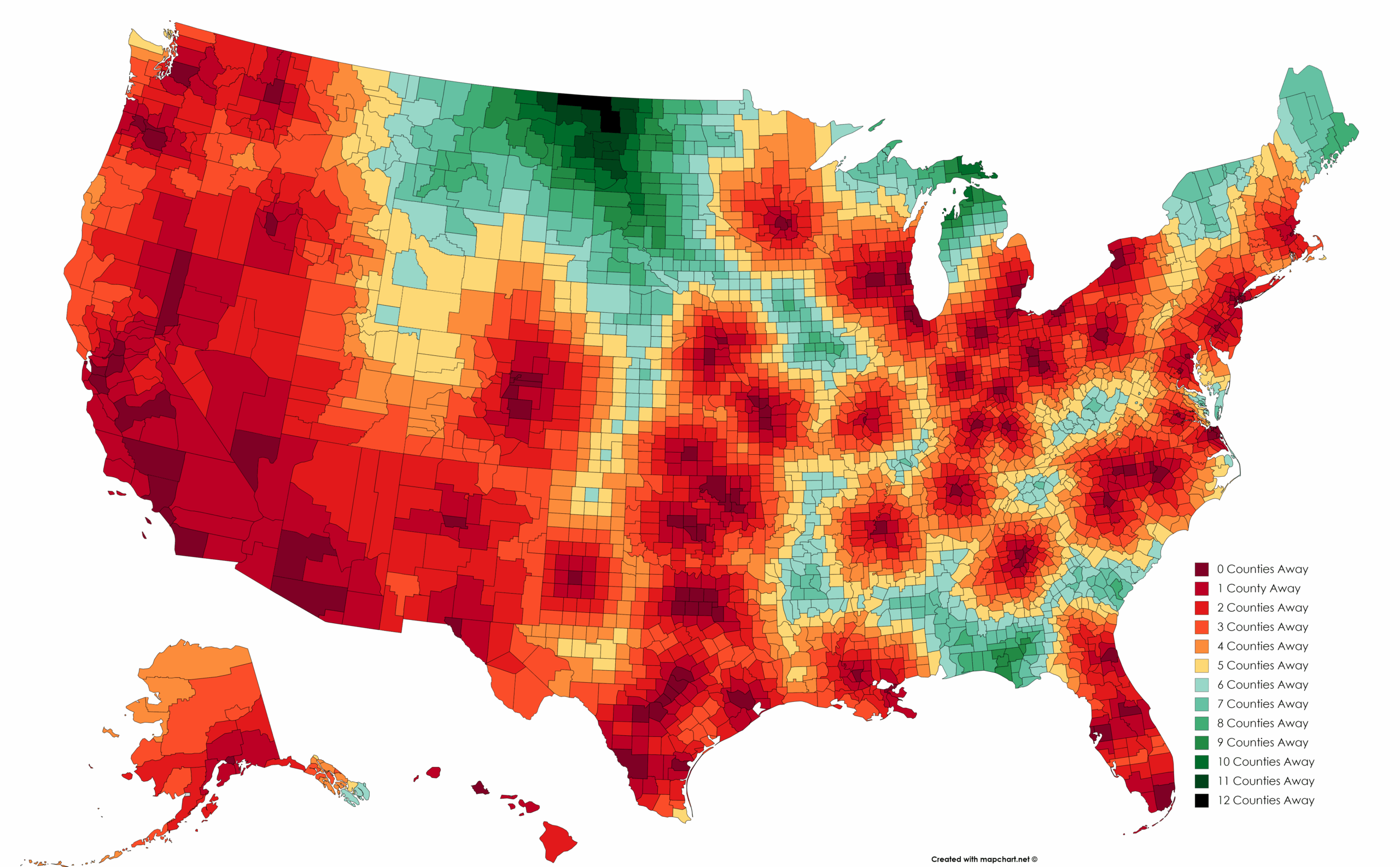 Distance From The 100 Biggest Cities In The U.s. : R/Mapporn with regard to Map Of Usa With Distances Between Cities