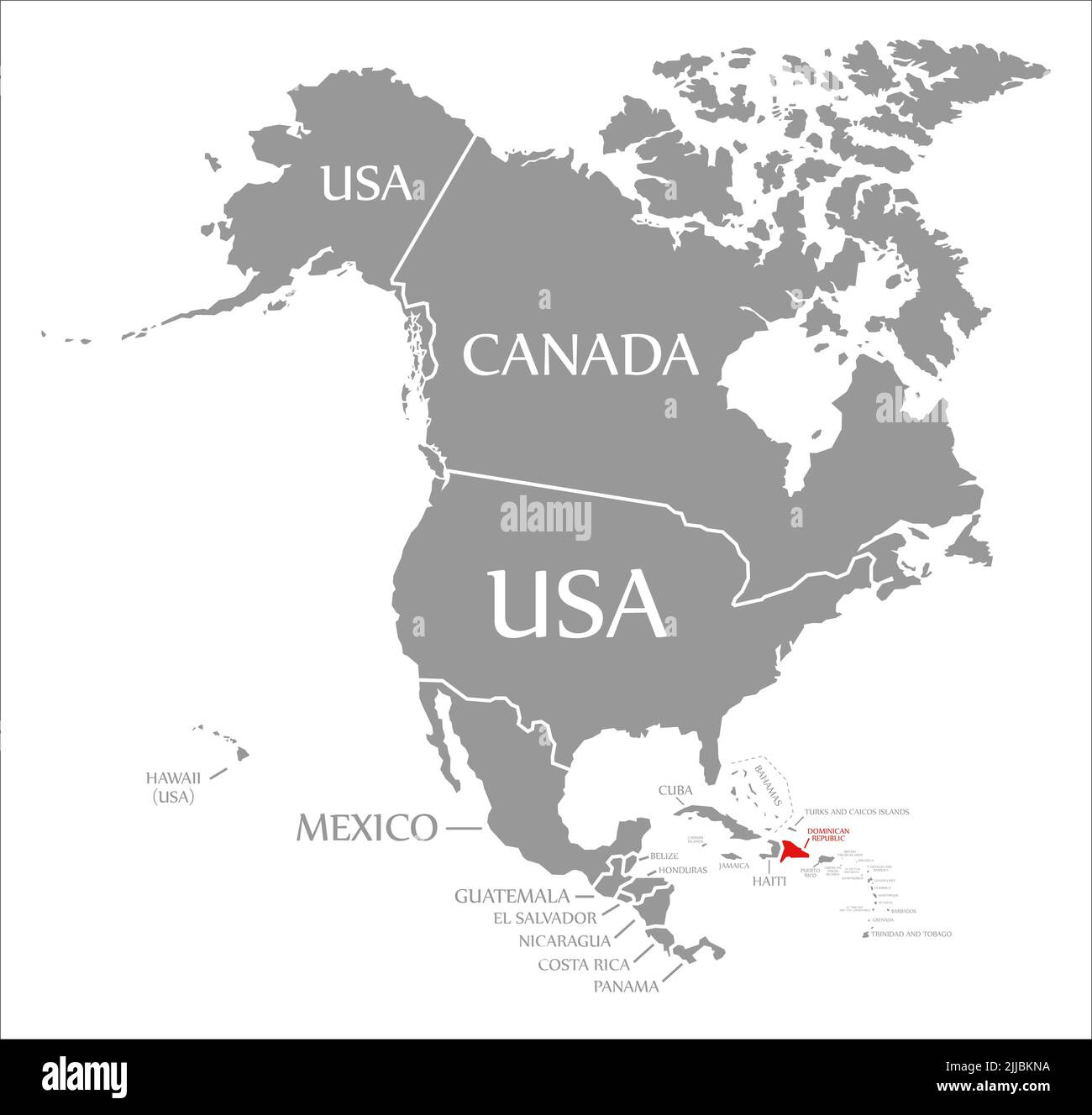 Dominikanische Republik Rot Auf Der Karte Von Nordamerika inside Map of USA To Dominican Republic