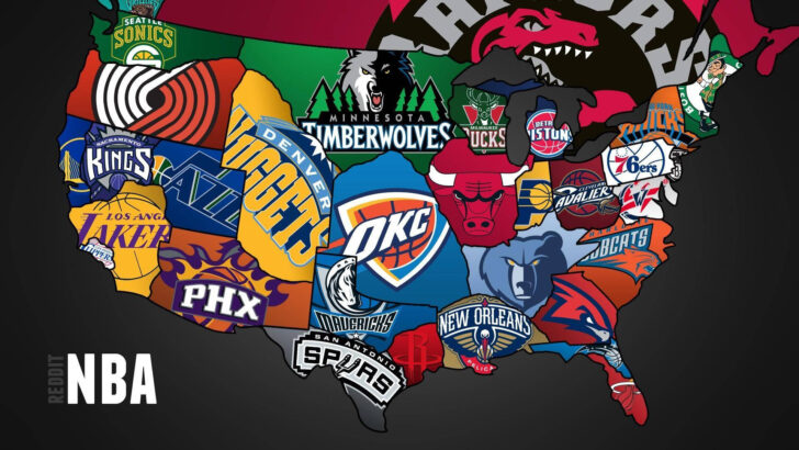 Map of USA with Nba Teams