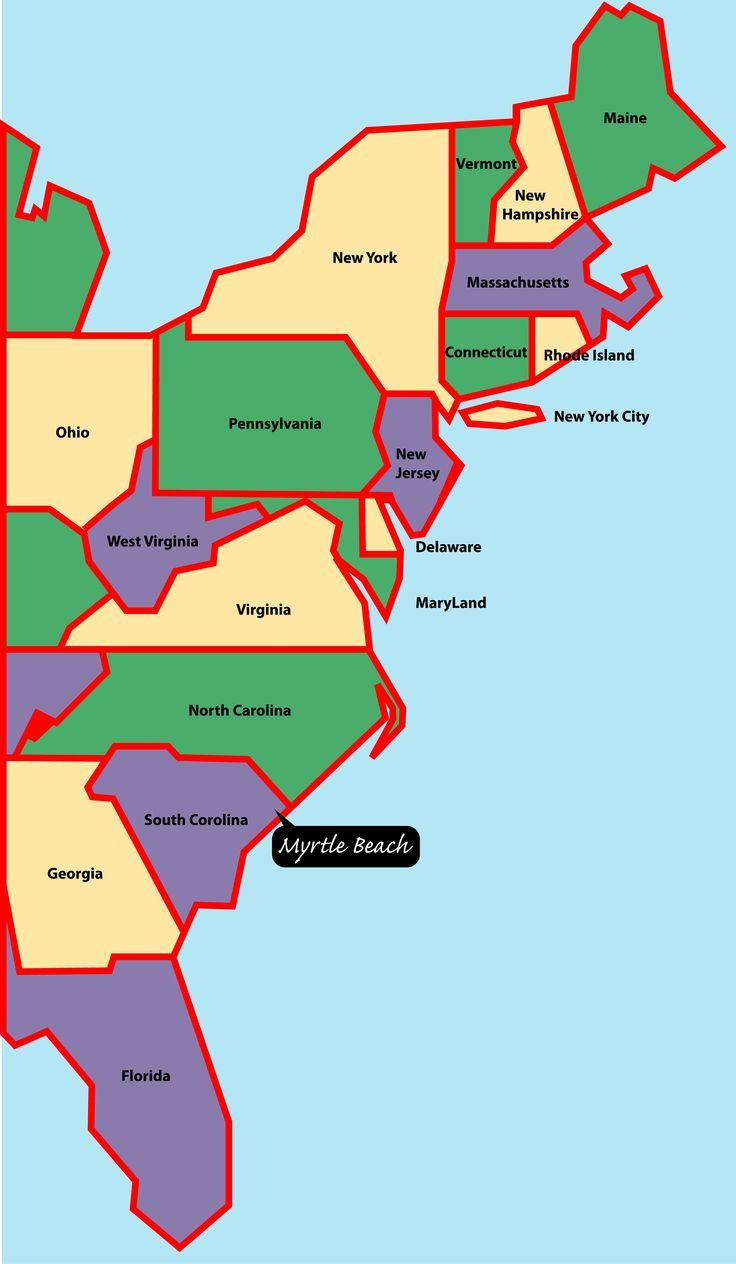 East Coast Map | Myrtle Beach And The East Coast Of The Usa regarding Map of Beaches On East Coast USA