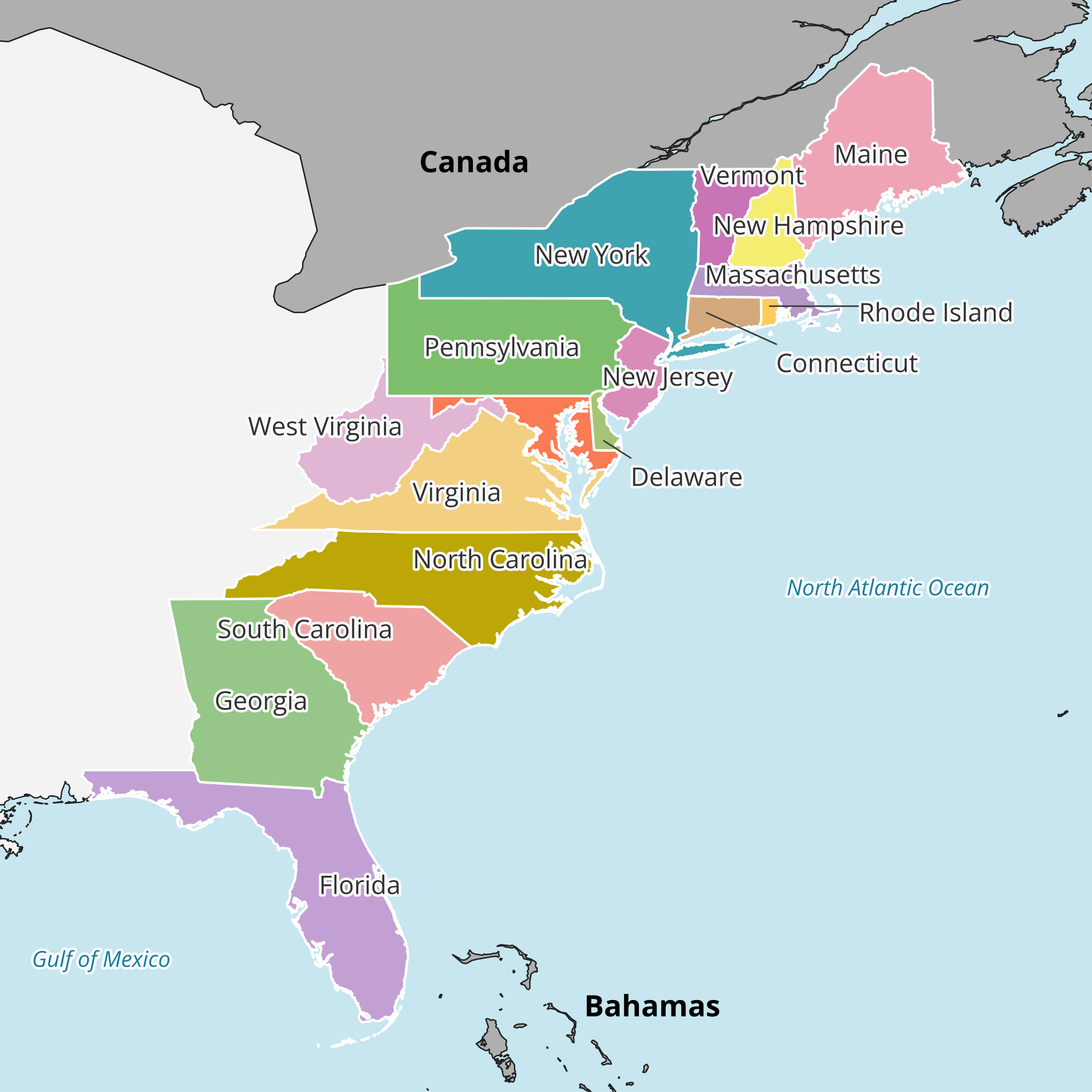 East United States Map | Mappr in Map Of Ne Coast Of Usa
