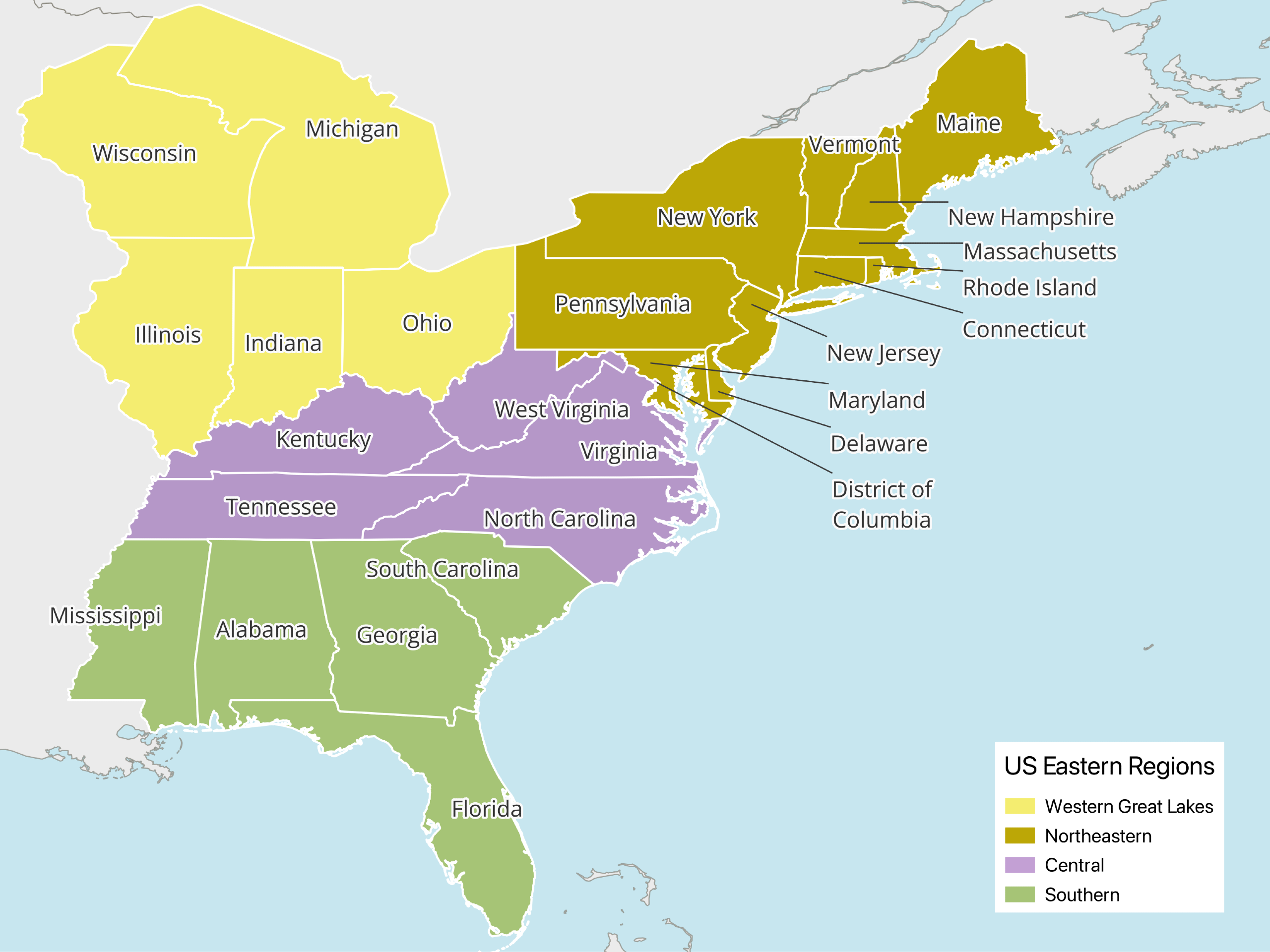 East United States Map | Mappr in Map Of The East Coast Of Usa States