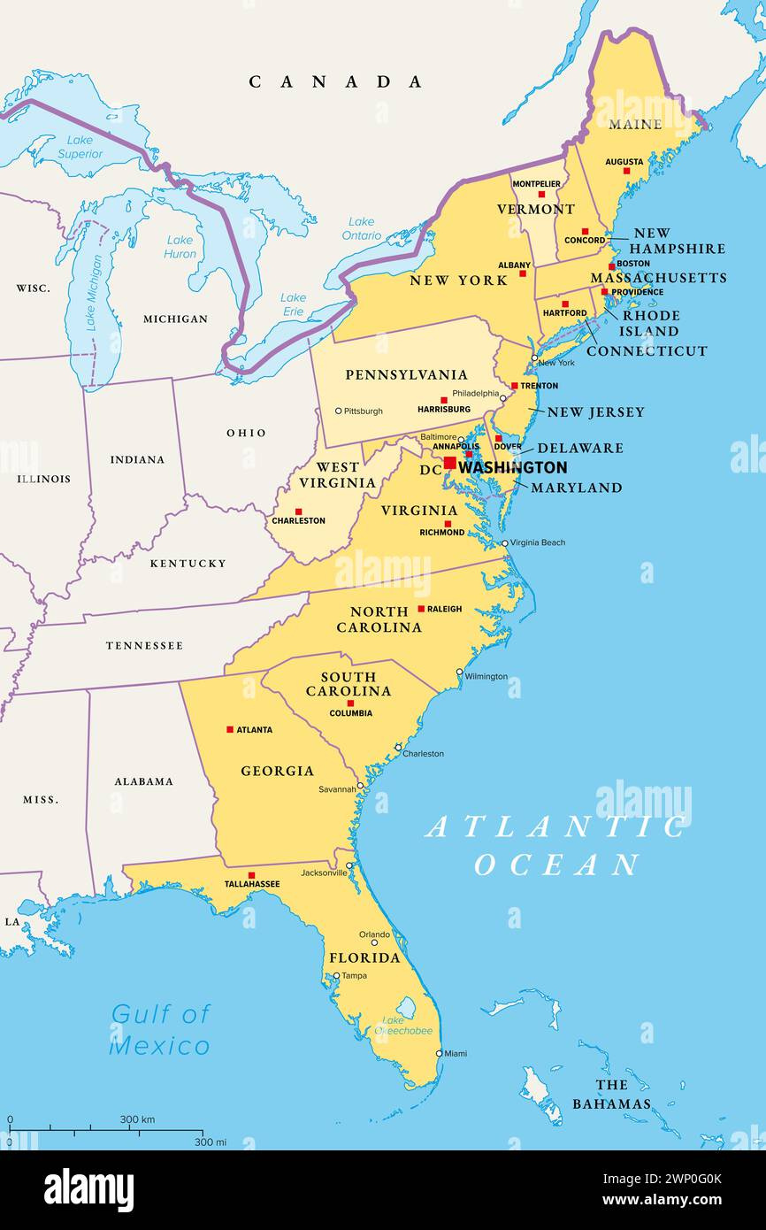 Eastern Seaboard Map Hi-Res Stock Photography And Images - Alamy in Map of East Coast Beaches USA