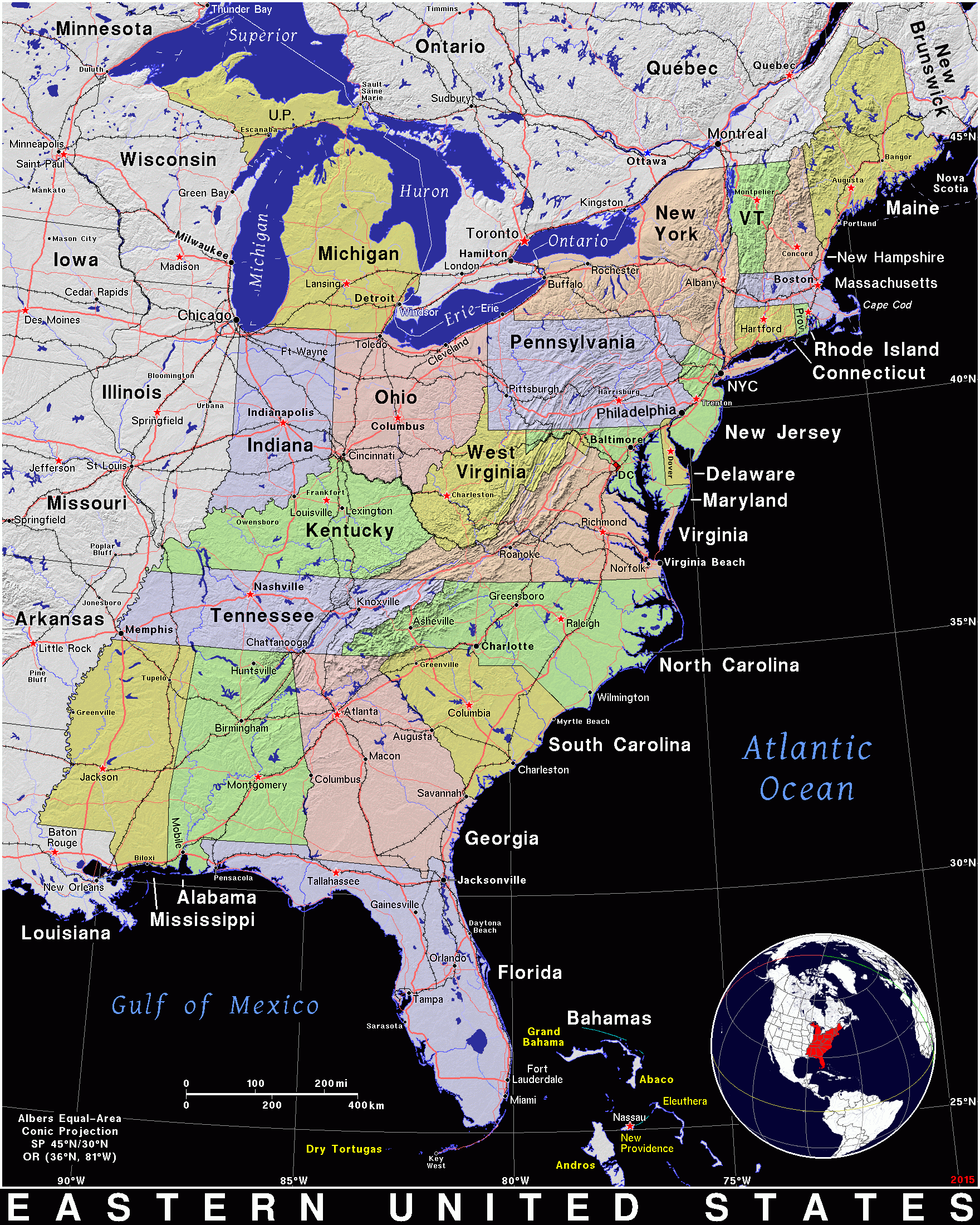 Eastern United States · Public Domain Mapspat, The Free, Open for Map of Eastern Part of USA