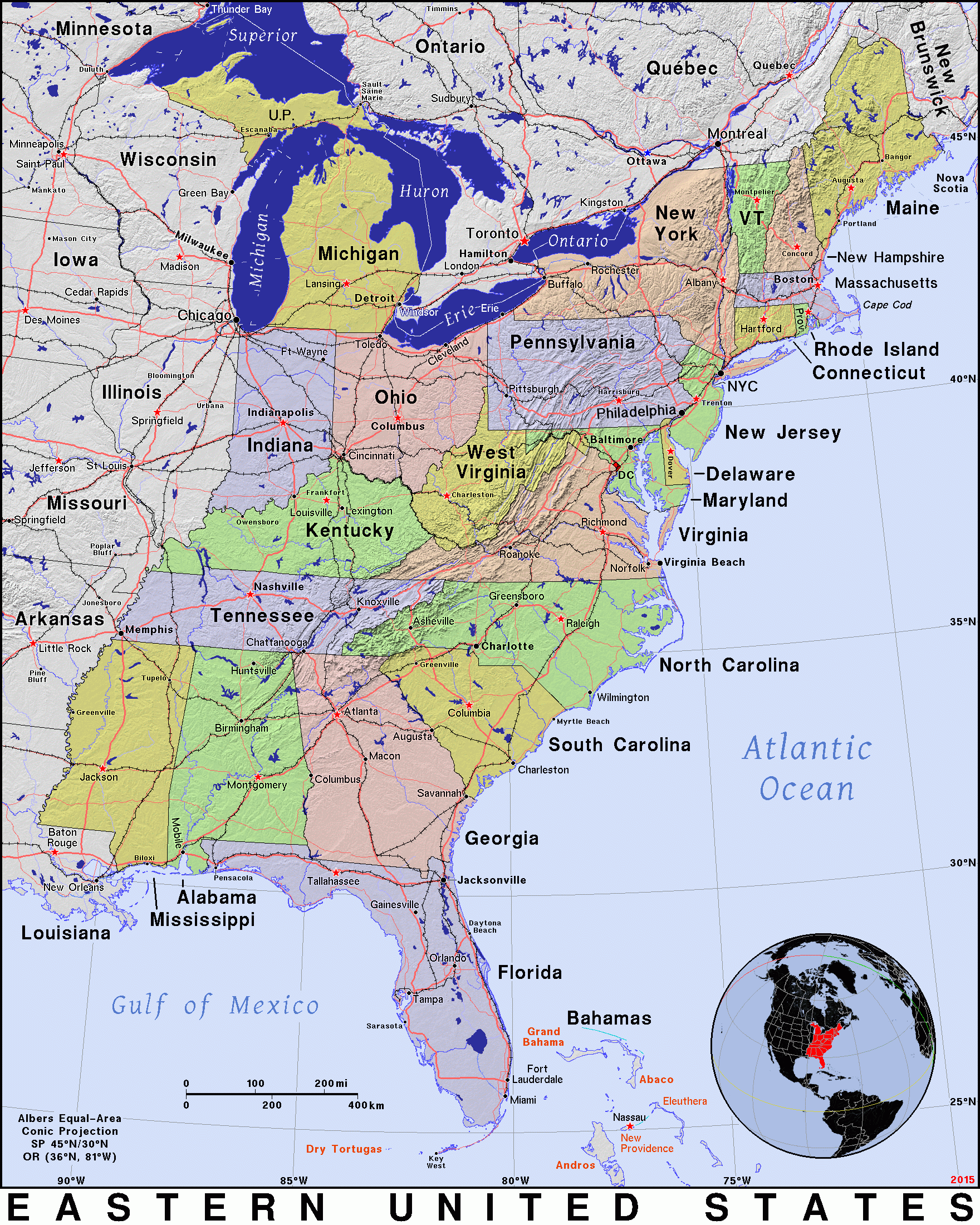 Eastern United States · Public Domain Mapspat, The Free, Open inside Detailed Map Of Usa East Coast