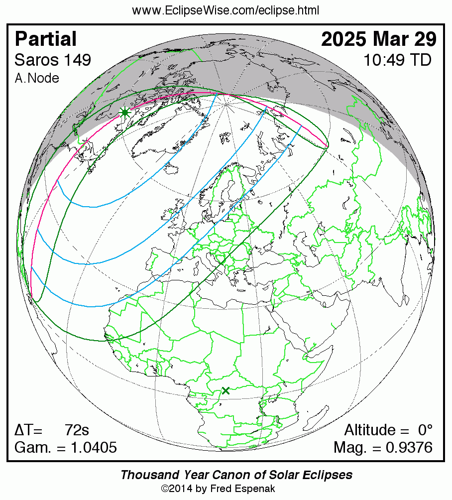 Eclipsewise - Partial Solar Eclipse Of 2025 Mar 29 in Map Of 2025 Solar Eclipse Usa