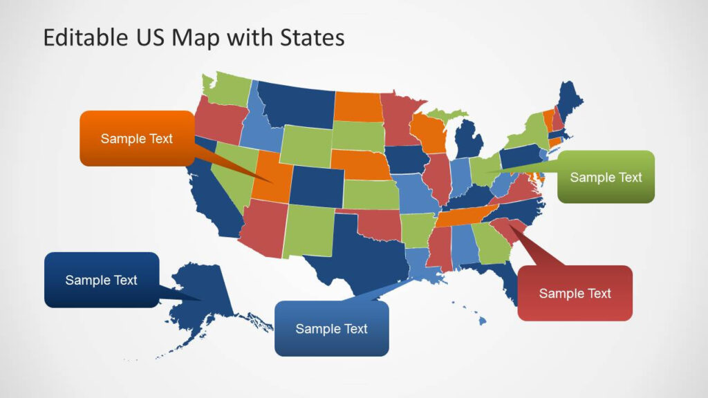 Free Editable Map of USA with States