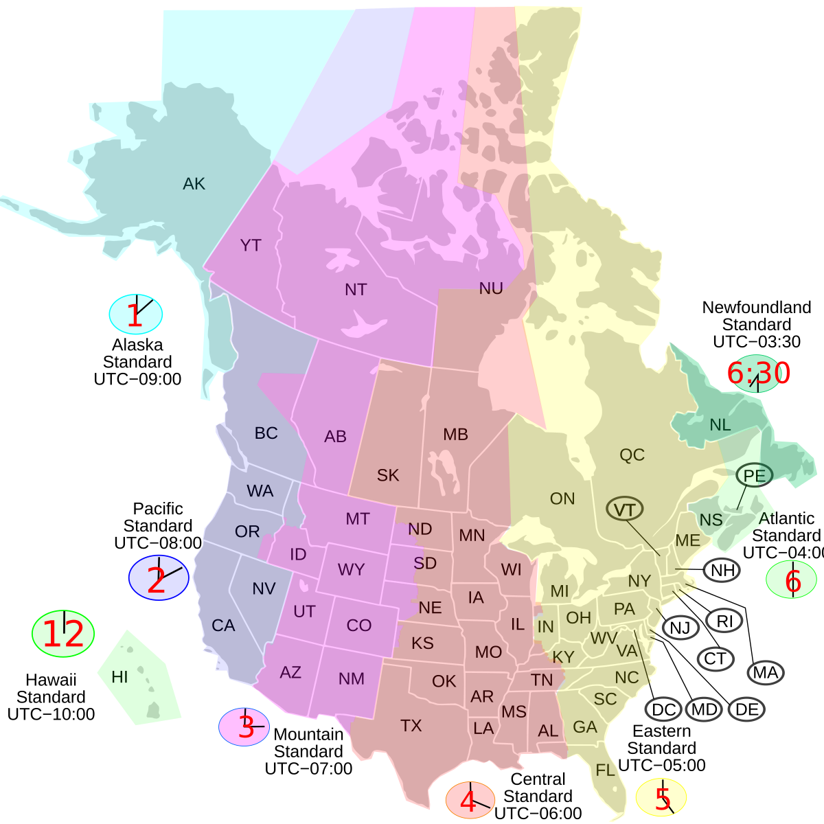 Effects Of Time Zones On North American Broadcasting - Wikipedia pertaining to Map of USA and Canada with Time Zones