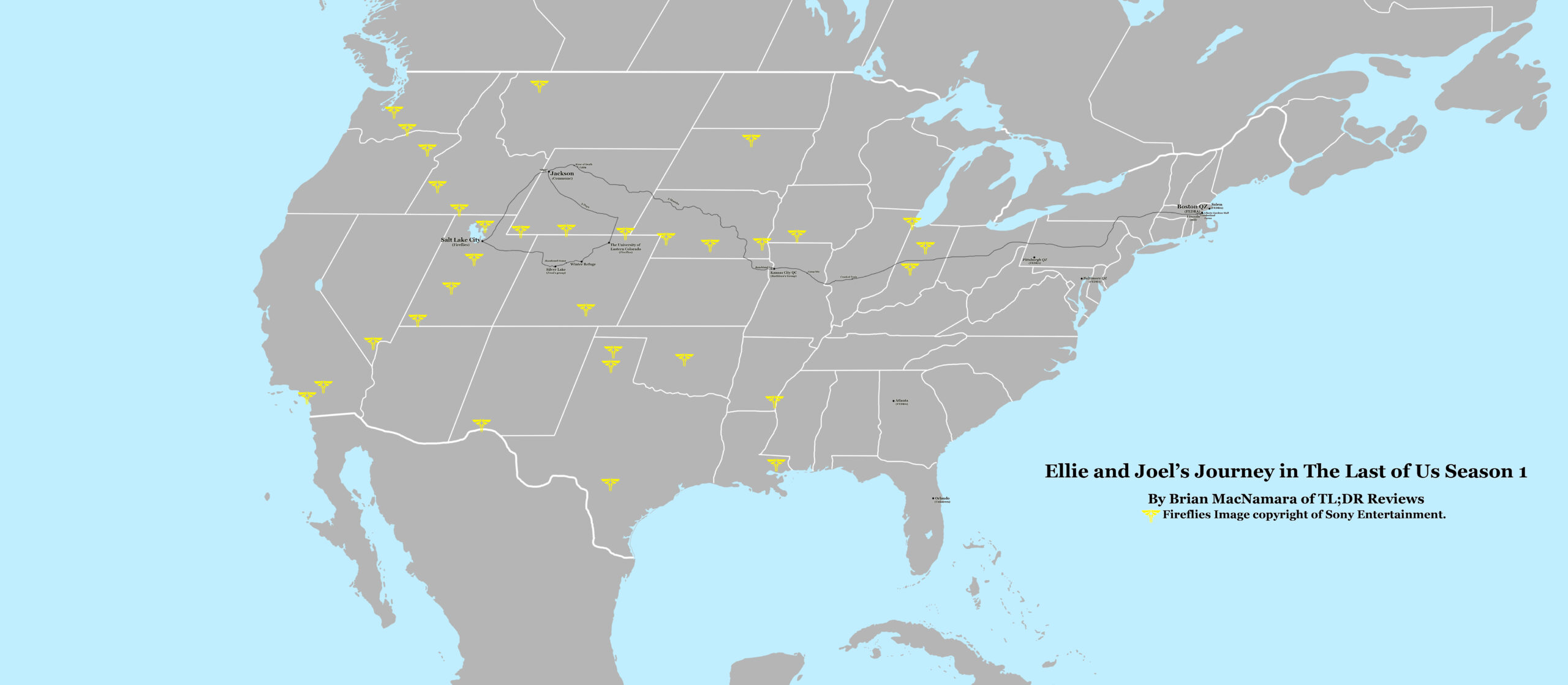 Ellie And Joel&amp;#039;S Journey In The Last Of Us Season 1 – Map-It | Tl intended for The Last of Us Map of USA