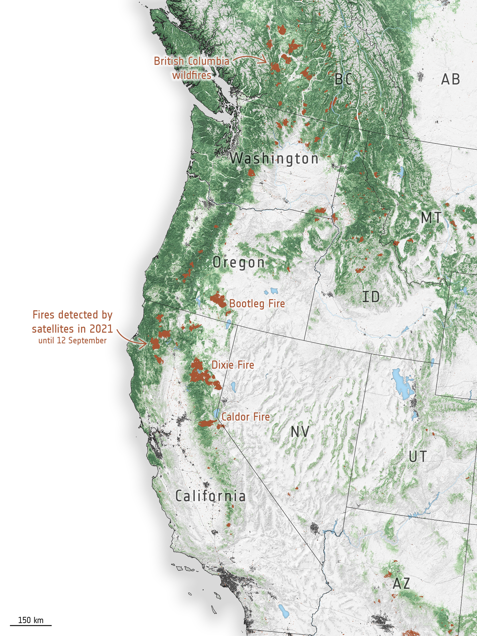 Esa - Fire Hotspots Along The Us West Coast for Map Of Fires On West Coast Usa
