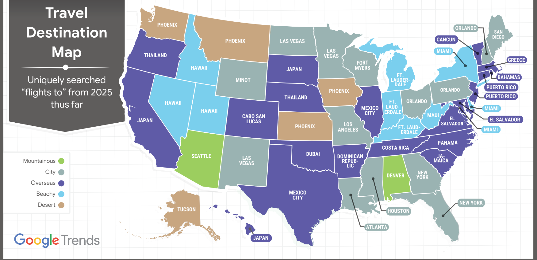 Every State'S Dream Travel Destination, Mapped for Map Of Vacation Spots In Usa
