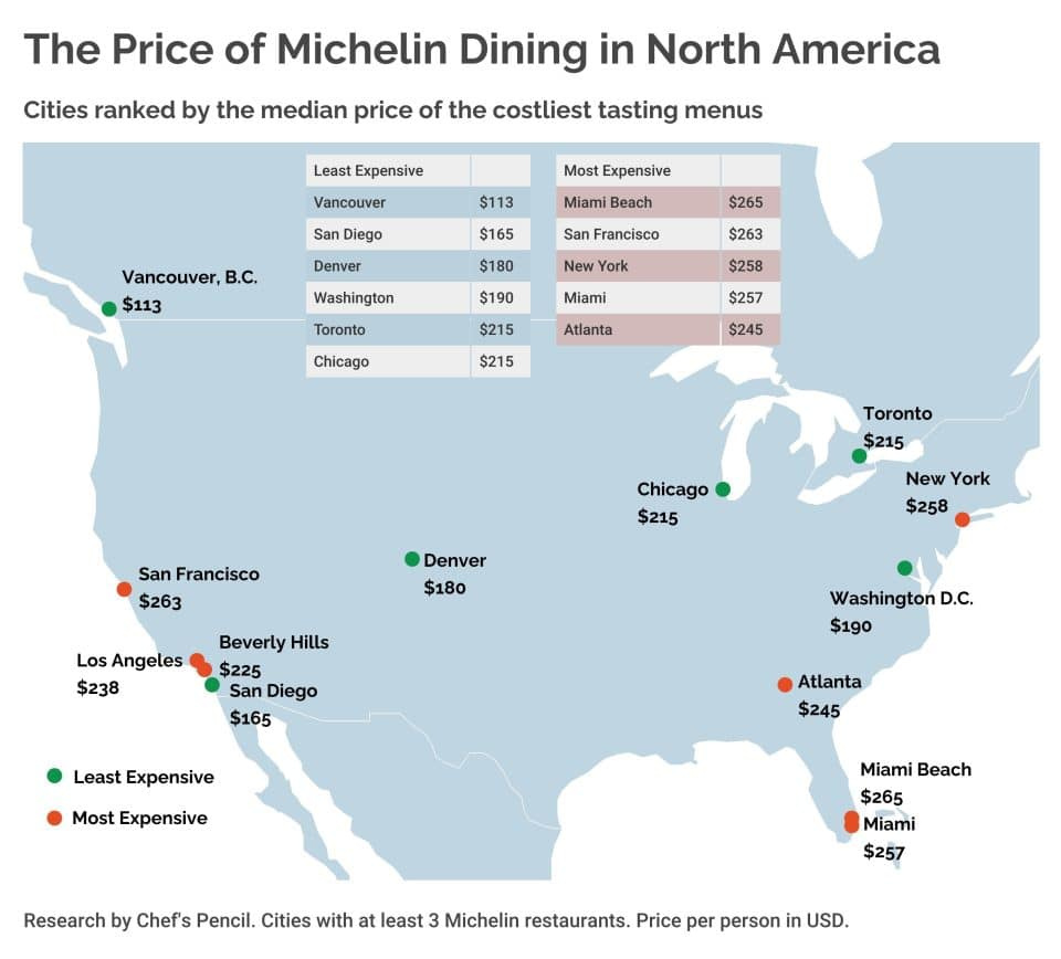 Exploring Michelin Dining Costs Across 40 Countries: A Global with Map Of Michelin Star Restaurants In Usa