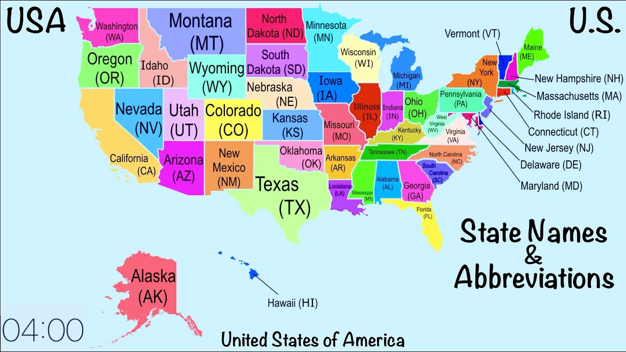 🔴 50 Usa State Name, Abbreviation, Map Location, Shape. U.s. United States Of America Geography Us 🔴 within Map of USA with States and Abbreviations