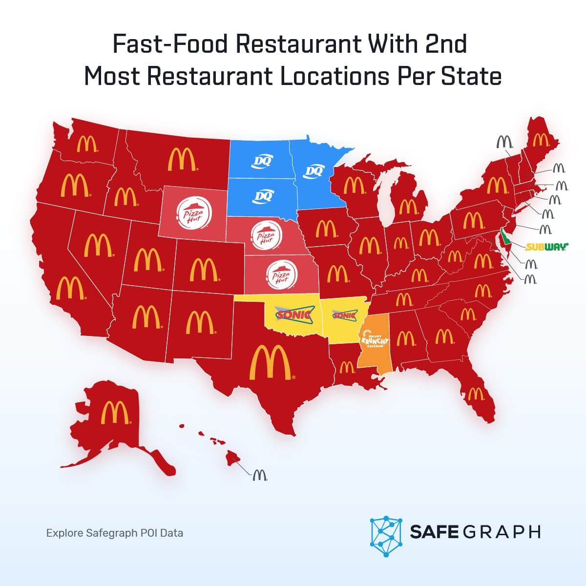 Fast Food Chains With The Most Locations Per State (#2 Most for Map of Mcdonald&amp;amp;#039;s In the USA