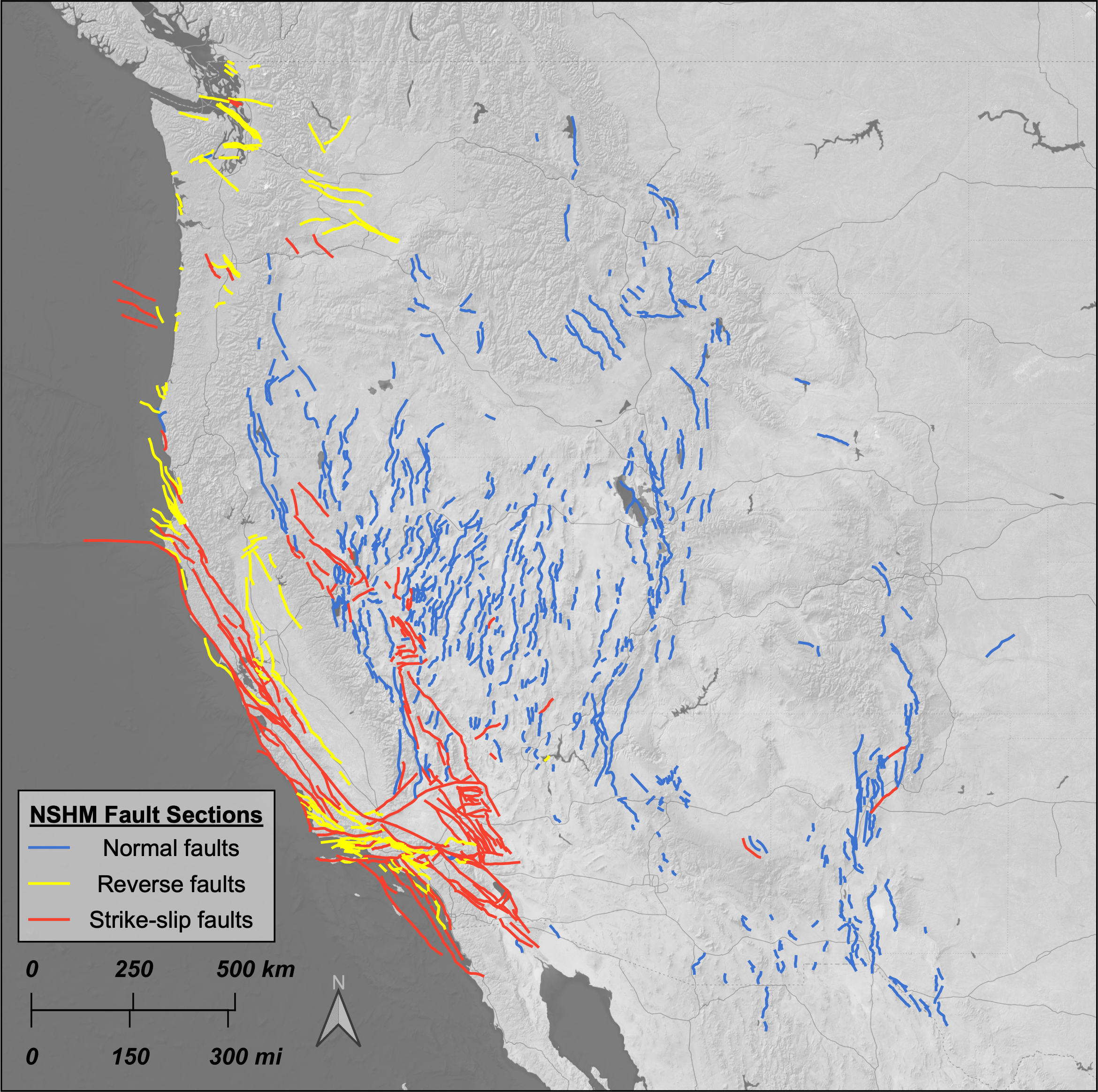 Fault Sections Being Used In The Creation Of The 2023 U.s. Seismic pertaining to Map Of All Fault Lines In The Usa