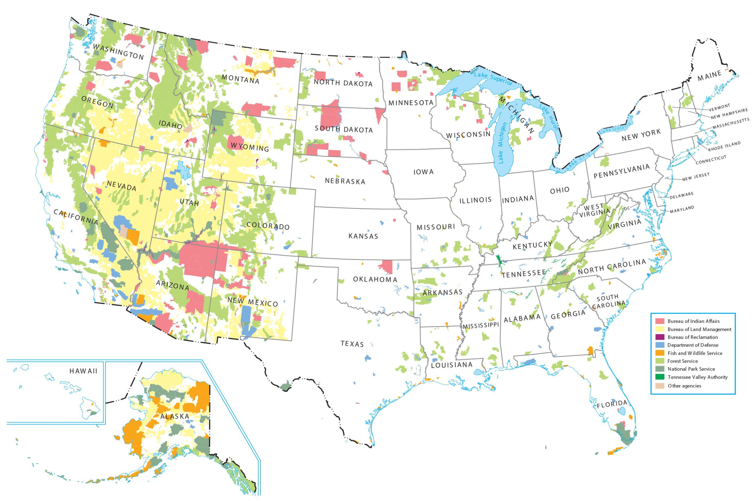 Federal Lands Of The United States Map - Gis Geography pertaining to Map of Blm Land In USA