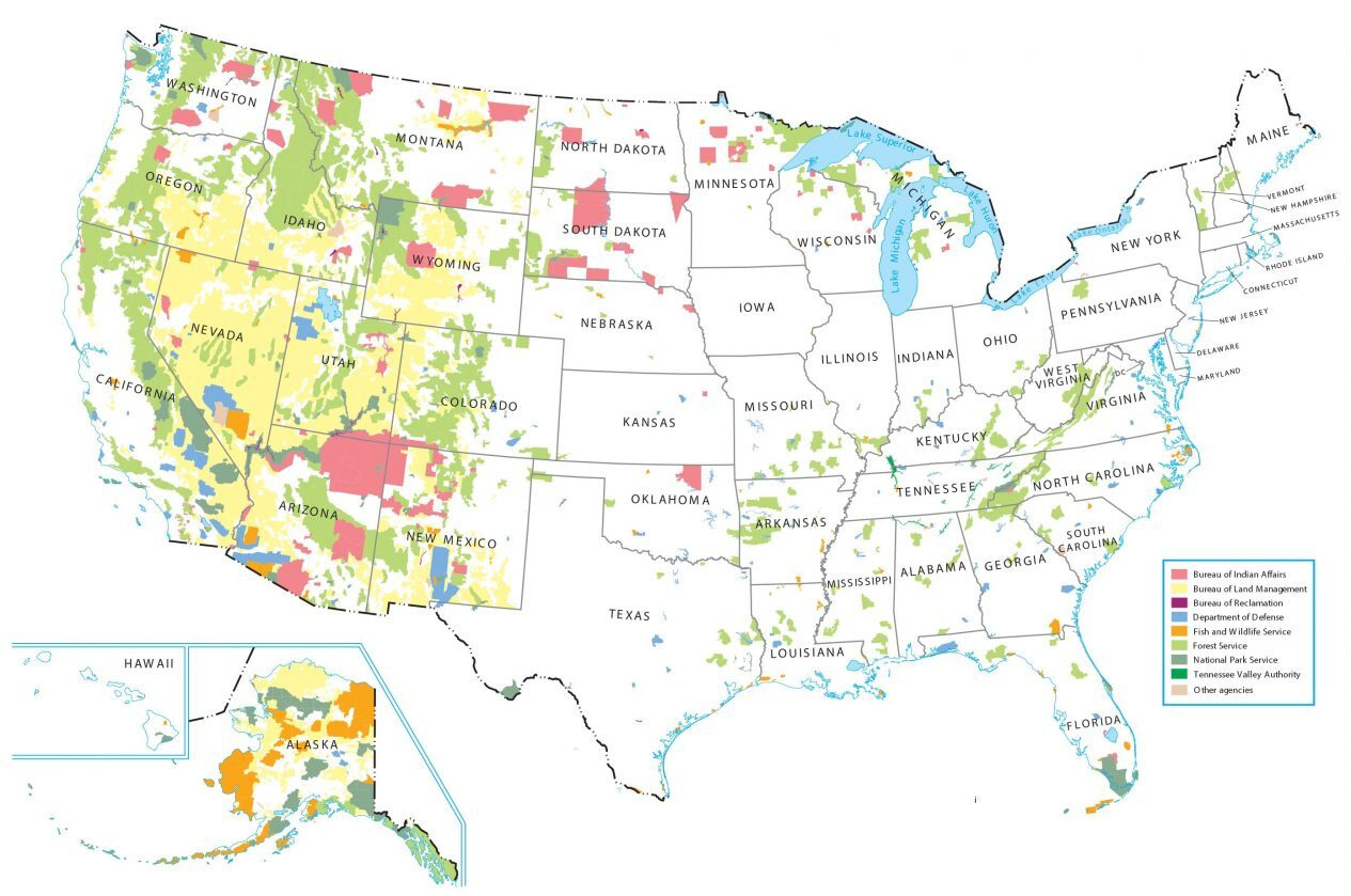 Federal Lands Of The United States Map - Gis Geography within Map Of Federally Owned Land In Usa