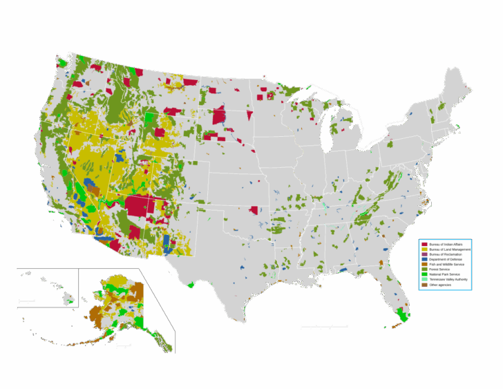 Map of Federally Owned Land In USA Map of Federally Owned Land In USA
