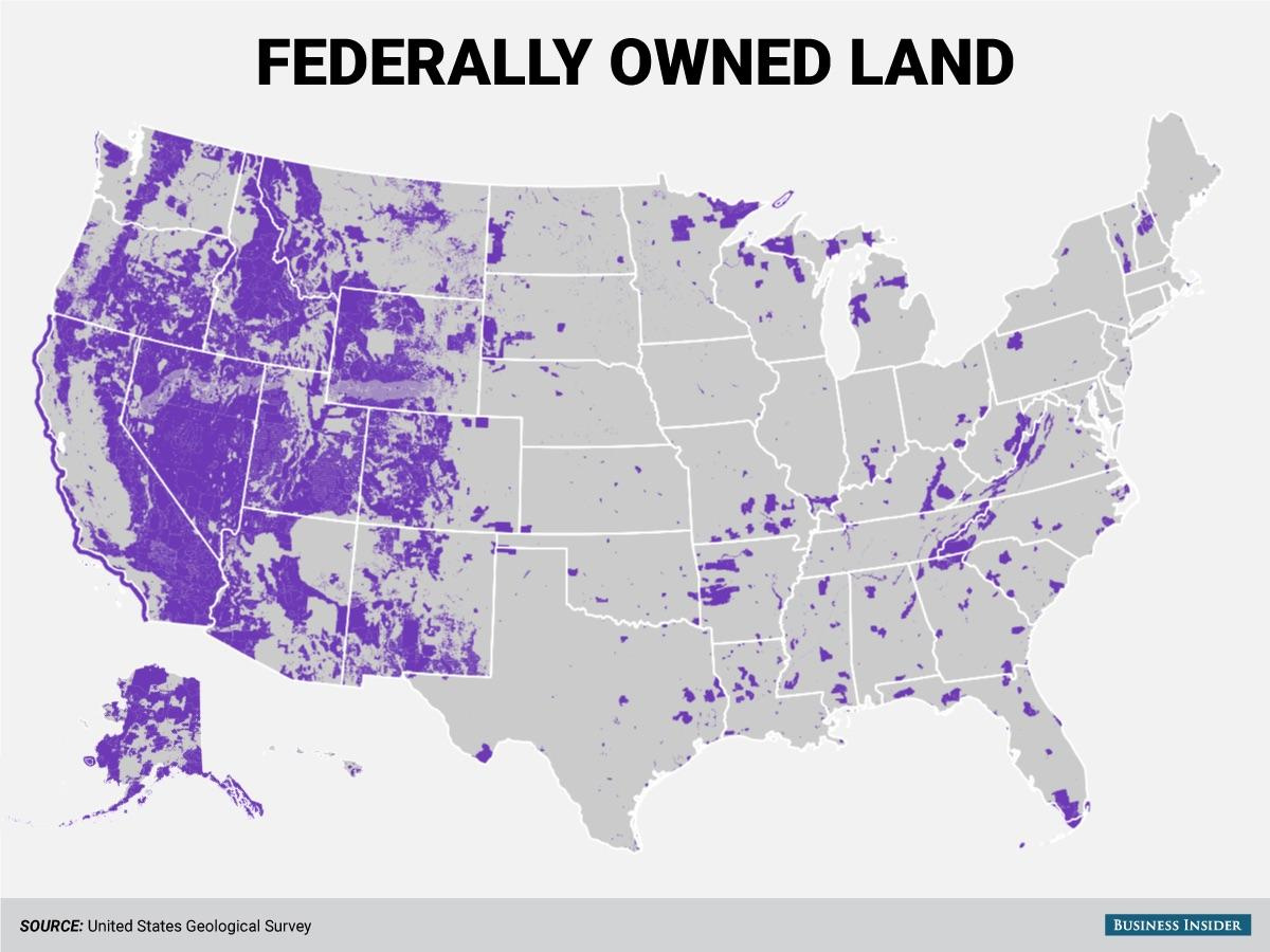 Federally Owned Land In The United States [1,200 X 900] : R/Mapporn for Map of Federally Owned Land In USA