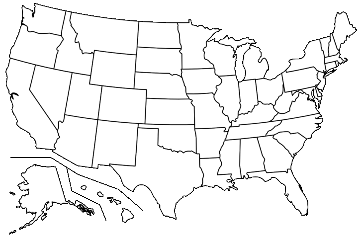Map of USA with States Outline Blank