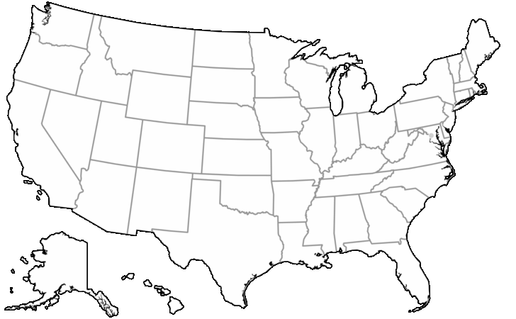 Map of the USA Black and White