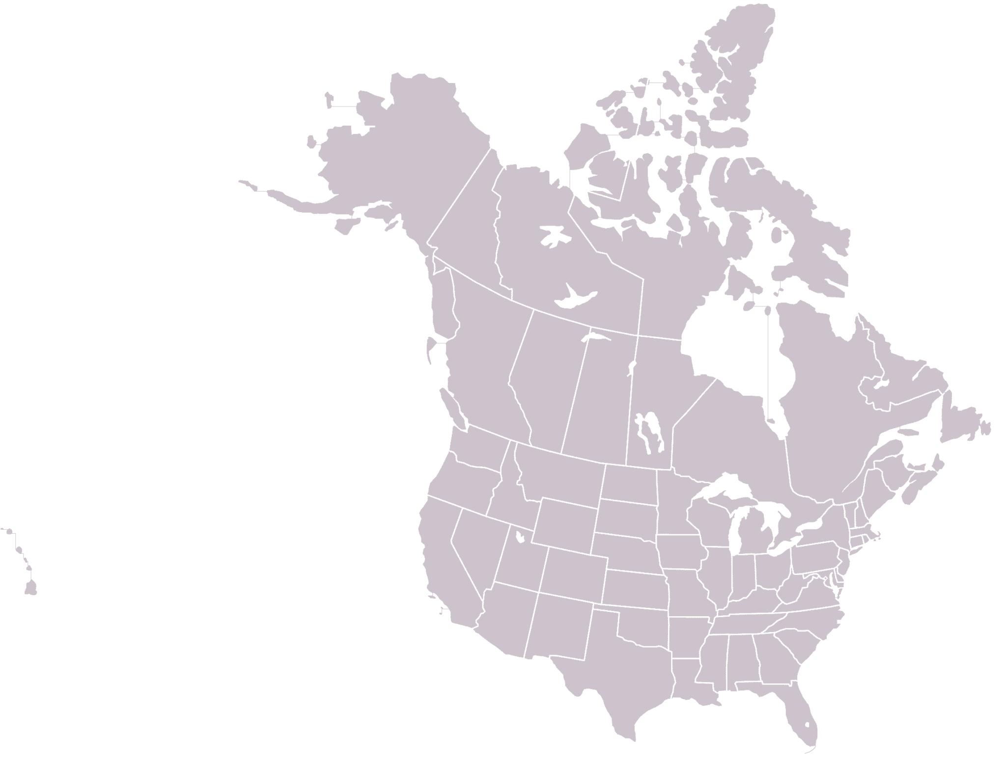 Map of Canada and USA Border