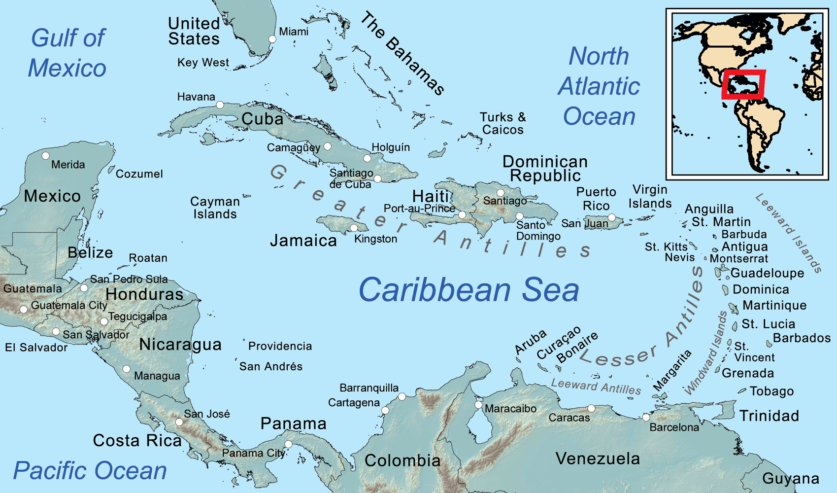 File:caribbean General Map - Wikipedia pertaining to Map of USA and Caribbean Islands