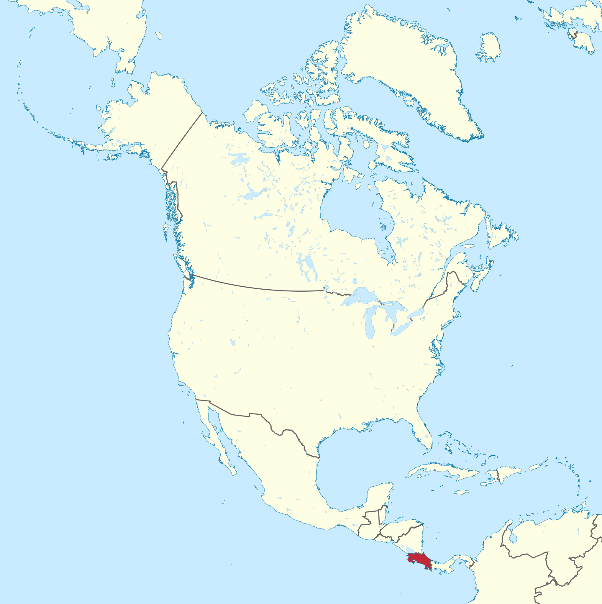 File:costa Rica In North America (-Mini Map -Rivers).Svg with Map of Costa Rica and USA