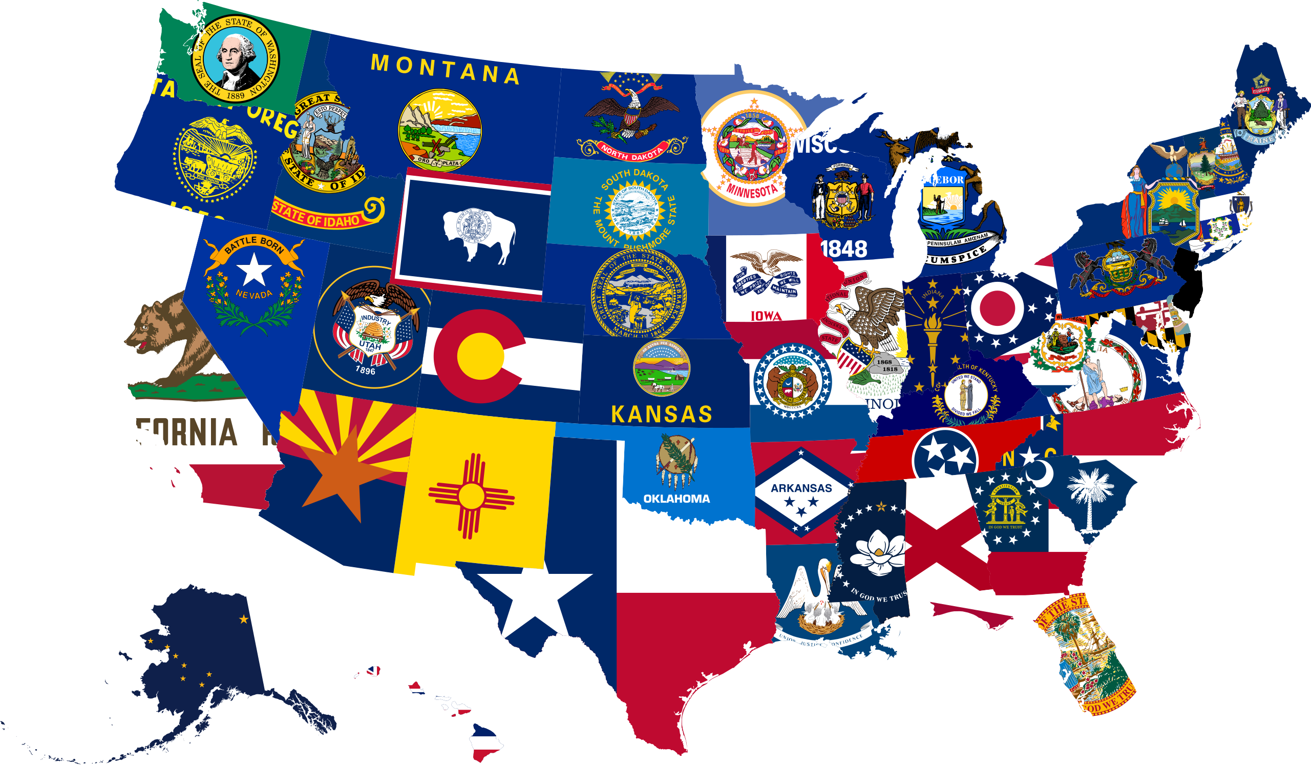 File:flag-Map Of The 50 States Of The United States.svg for Map Of Usa With State Flags