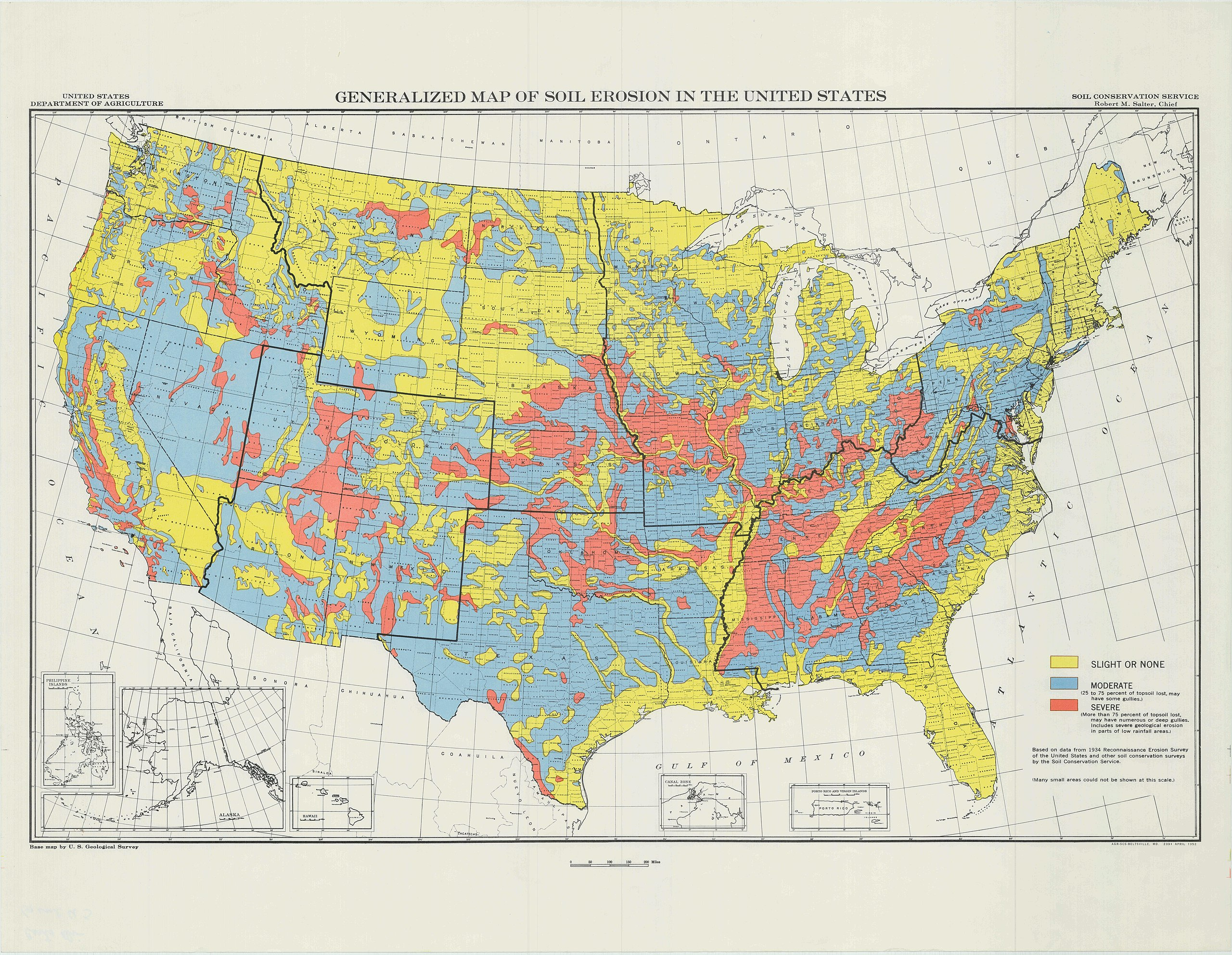 File:generalized Map Of Soil Erosion In The United States - Nara for What Parts of USA Have Red Clay Geological Map