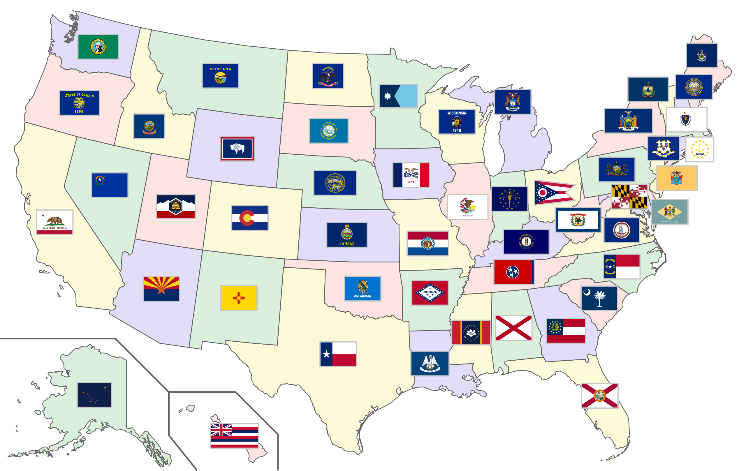 File:map Of The United States With Flags.svg - Wikimedia Commons within Map of USA with State Flags