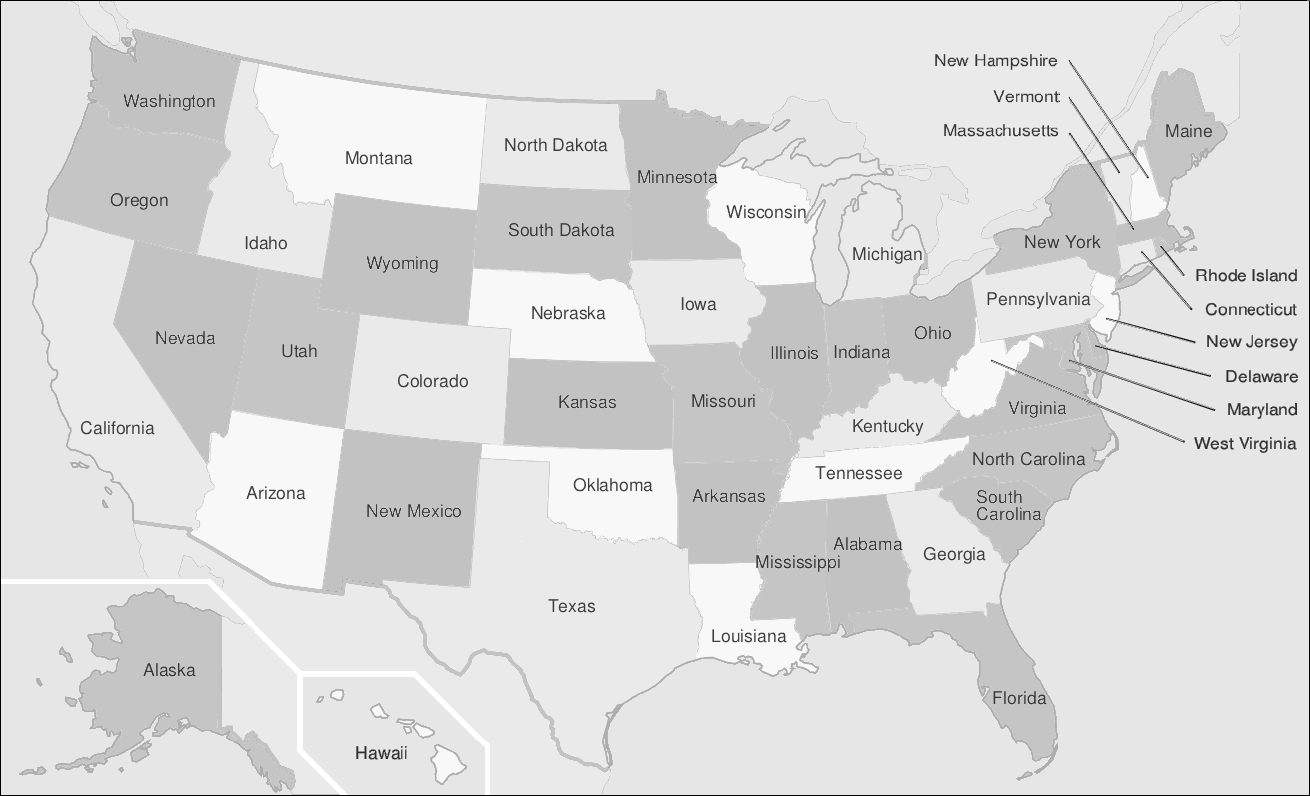 File:map Of Usa Showing State Names Greyscale - Wikimedia Commons inside Black and White Map of USA with State Names