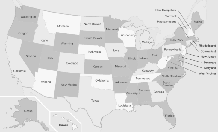 Map of USA Showing State Names