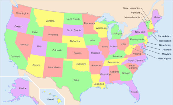 Labeled Map of States In the USA Labeled Map of States In the USA