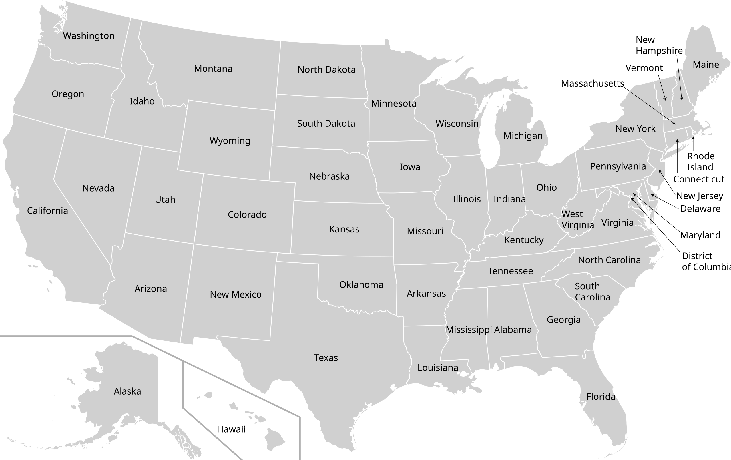 File:map Of Usa States With Names White.svg - Wikipedia with Map of USA with State Names Svg
