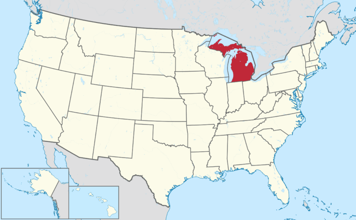 Michigan On A Map of USA