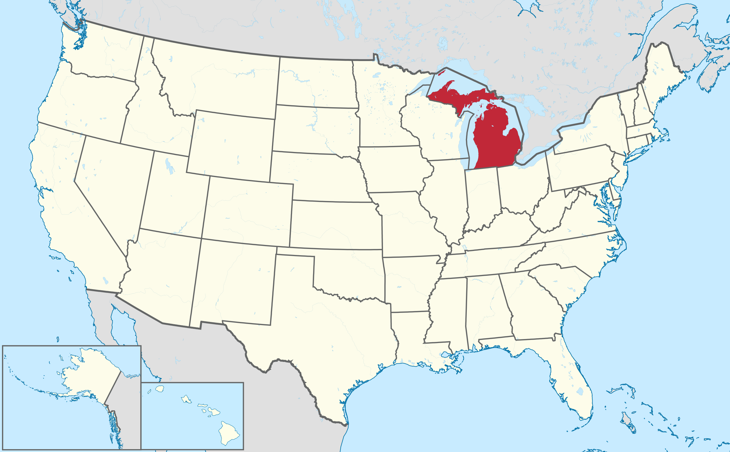 File:michigan In United States.svg - Wikimedia Commons inside Michigan On A Map Of Usa