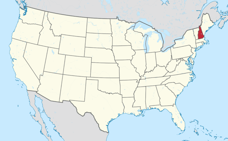 New Hampshire On Map of USA
