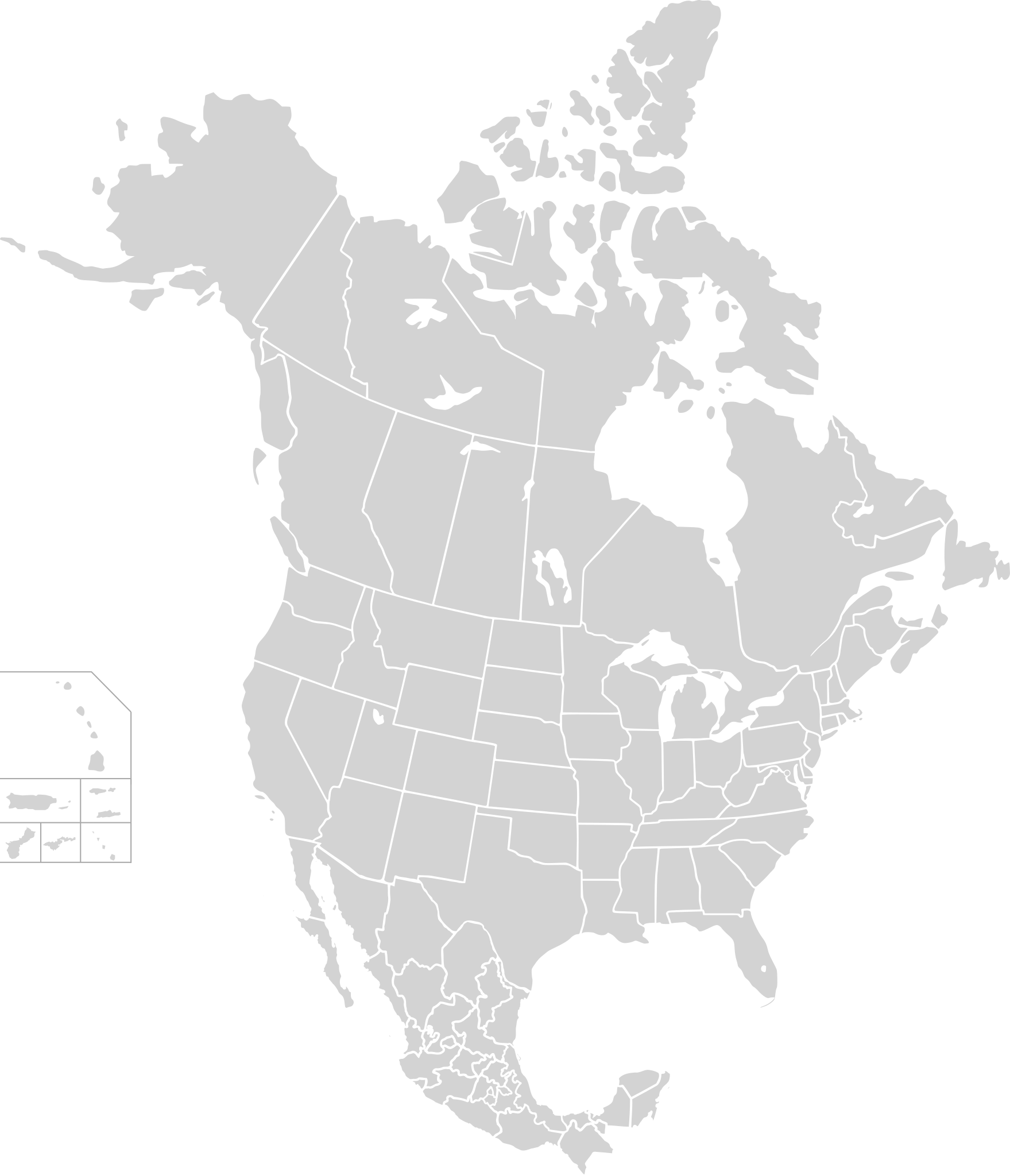 File:north America Second Level Political Division 2.Svg inside Blank Map Of Usa Canada And Mexico