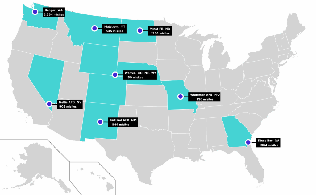 Map of Nuclear Sites In USA