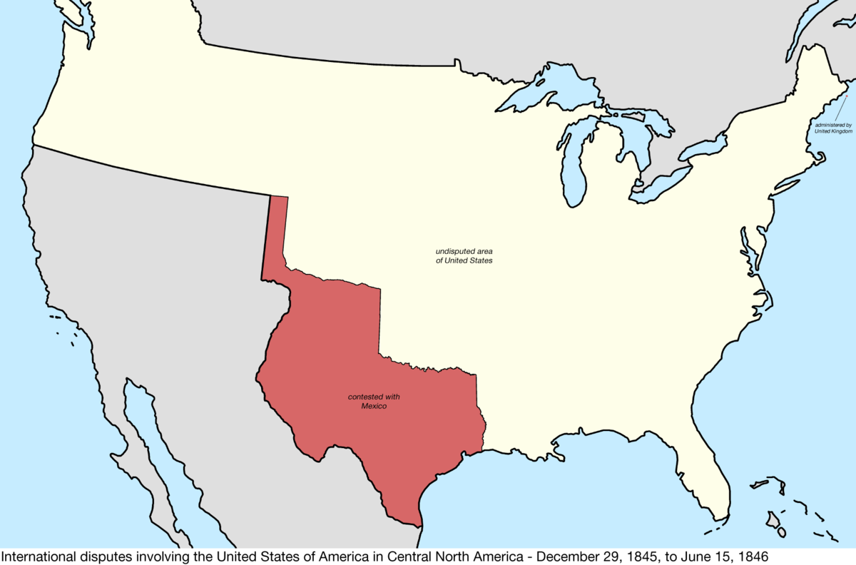 File:united States Central Disputes 1845-12-29 To 1846-06-15 regarding Map of the USA In 1845