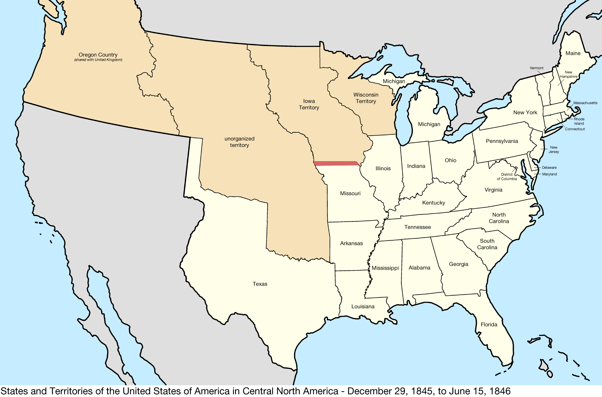 File:united States Central Map 1845-12-29 To 1846-06-15 pertaining to Map Of The Usa In 1845
